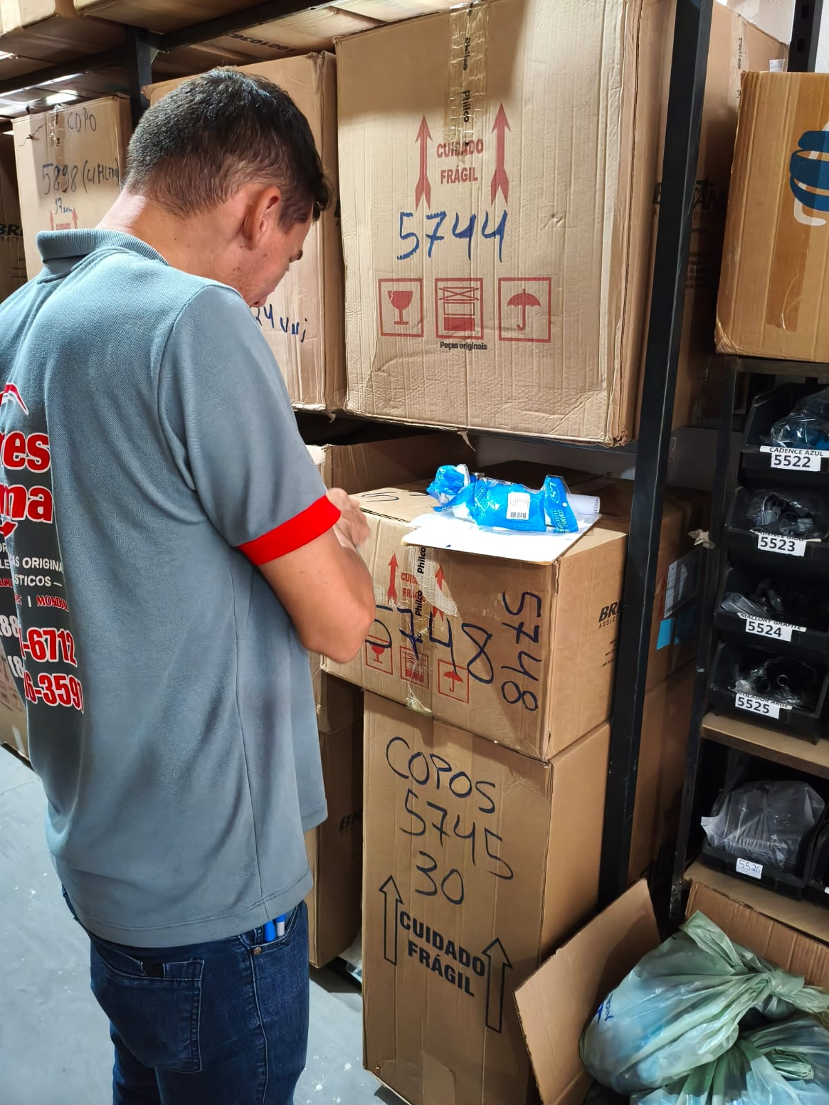 Peças organizadas por código